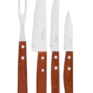 KIT CHURRASCO NATURALLE AÇO INOX CABO MADEIRA