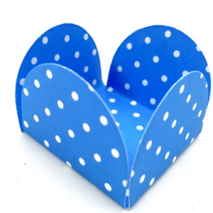 Forminha de Papel para Doces 4 Pétalas Póa Azul Royal/Branco - 50un
