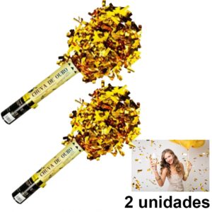02 Lança Confete Dourado Ouro festa aniversario fim de Ano