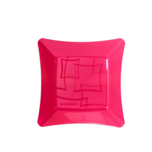 Prato Cristal Quadrado Rosa 16cm - 10 unidades