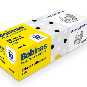 Bobina Térmica para PDV, 80mmx40m, Amarela, 64631, Spiral - CX 10 UN
